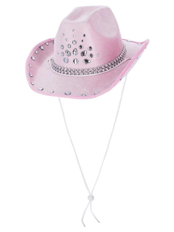 Baby Pink Rínarsteina Cowboy Hattur