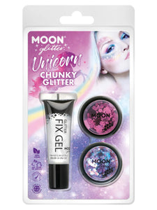 Moon Glitter "Themed Clamshells, Pink, Unicorn Chunky" Glitur