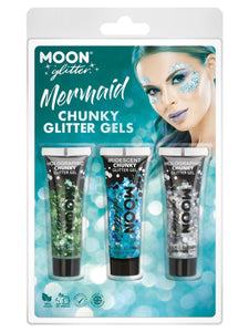 Moon Glitter "Themed Clamshells, Blue, Mermaid Chunky"Glitur Gele